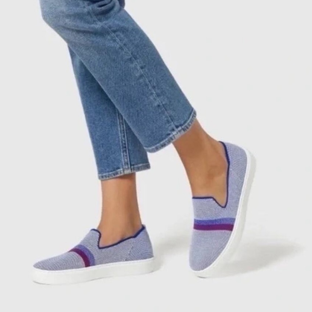 Rothy's Slip On Sneakers Reflective Stripe Sneaker Light Blue Size 10